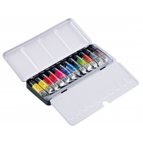 Boîte métal 12 tubes 10ml aquarelle extra fine Sennelier