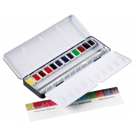 Boite métal 12 1/2 godets aquarelle extra fine Sennelier