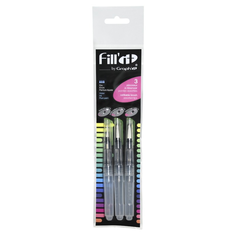 Set de 3 pinceaux réservoir 5ml 3 pointes