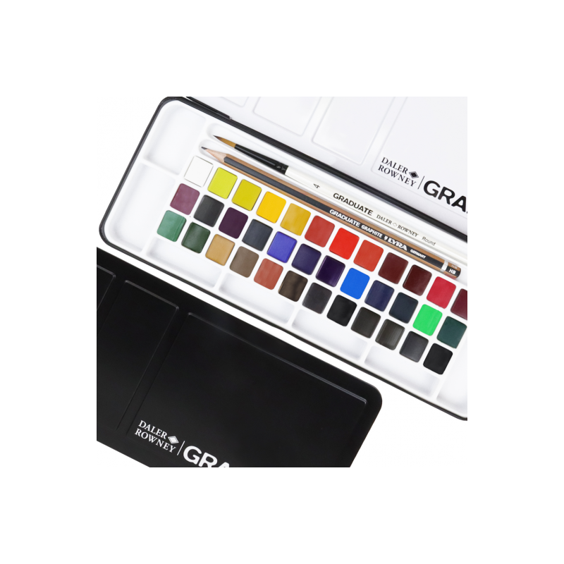 BOITE METAL 36 1/2 GODETS AQUARELLE GRADUATE DALER ROWNEY