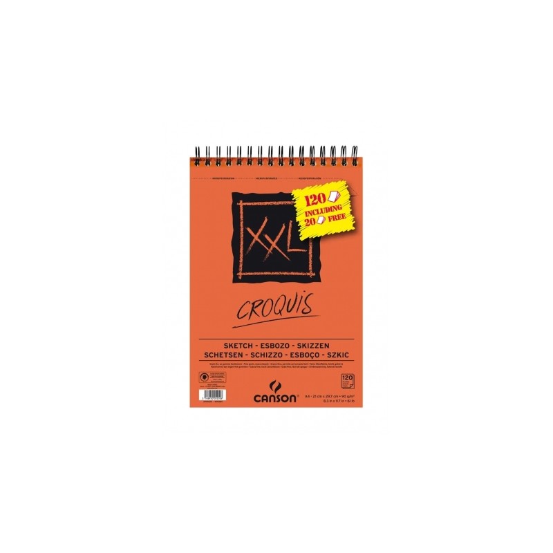 Album XL Croquis A4 90G 120 Feuilles Dont 20 Offertes