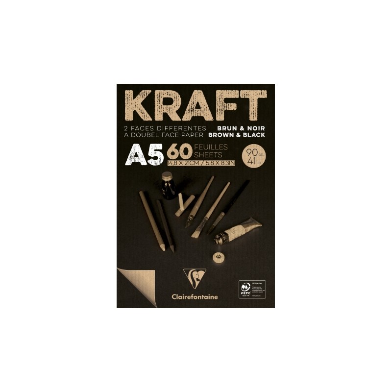 Bloc 60F kraft Brun & Noir Vergé Encollé 90g