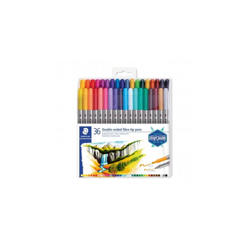 STAEDTLER® 3200 Design Journey - Set feutres de coloriage double pointe 3,0 mm et 0,5 - 0,8 mm assor