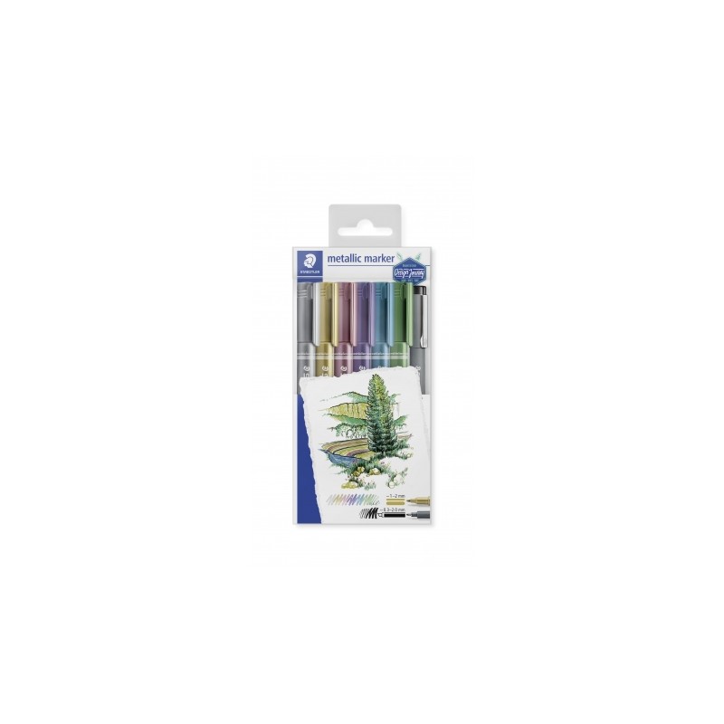 STAEDTLER® metallic marker 8323 Design Journey - Etui 6 marqueurs métalliques assortis pointe 1,2 mm